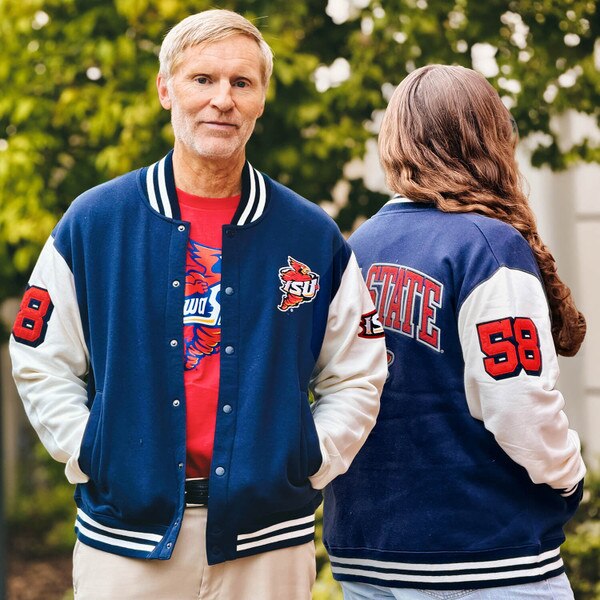 Champion® Punching Cy Navy Fleece Varsity Jacket